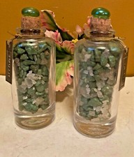 Crystal Glass Bottles Bath Salts Decorative Set of 2 with Healing oils 5"H