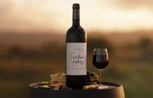 2x Divorce Wine Label - Pairs Well with Freedom Papers Funny Wine Sticker Party - Picture 3 of 7