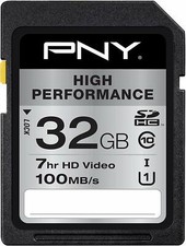 New PNY 32GB High Performance Class 10, U1 SD Flash Card P-SDHC32GU1GW-GE