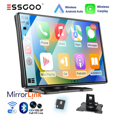 ESSGOO 4K FHD Apple Carplay Android Auto Cameras Dual Lens Dash Cam Loop Record