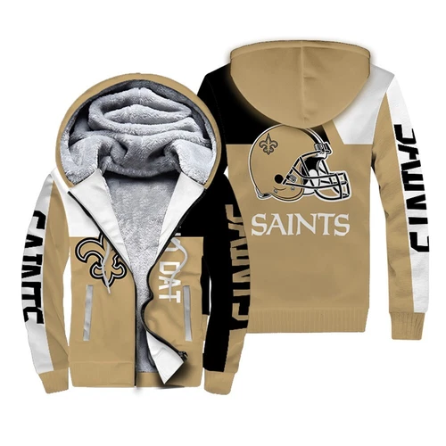 New Orleans Saints Men's Zipper Fleece Hoodie Jacket Outwear