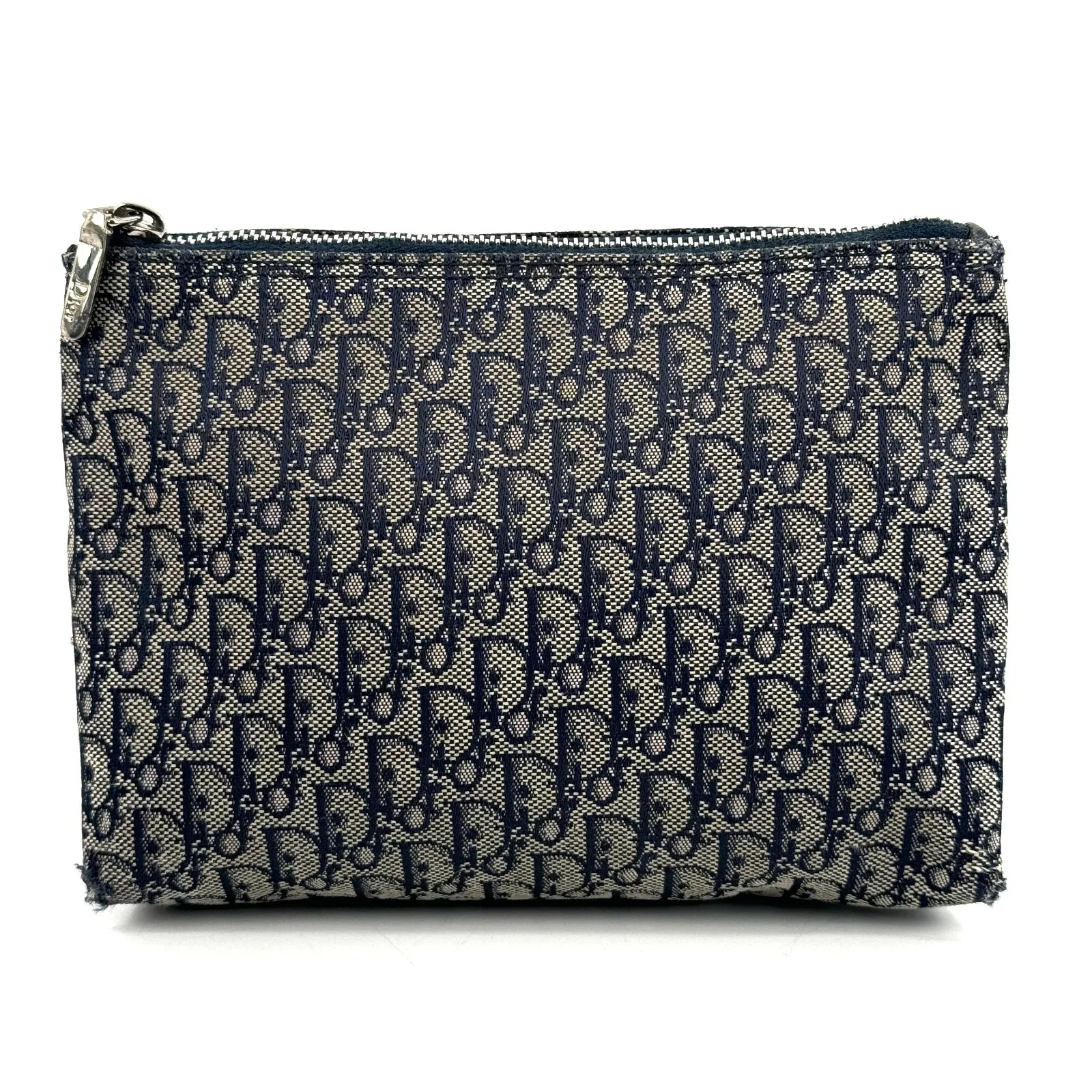 Pochette pochette toile Christian Dior trotteur bleu marine authentique