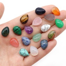 50pcs Mixed Natural Stone Teardrop CAB CABOCHON Beads 10X14mm Jewelry No Holes