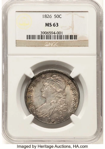 1826 NGC MS63 ERROR Off Center Capped Bust Half Dollar Coin NICE CH BU O/C  NR