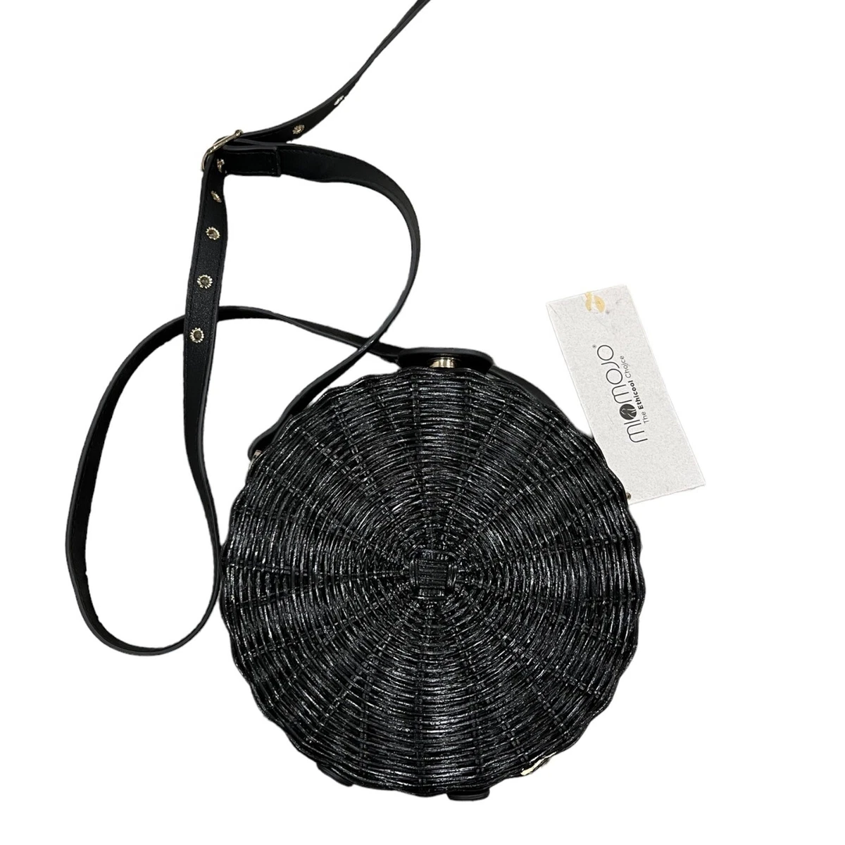Black round rattan clearance bag