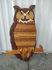 Custom Intarsia Great Horned Owl Wood Inlay Fine Art Gil Nelson 02 Artist Signed