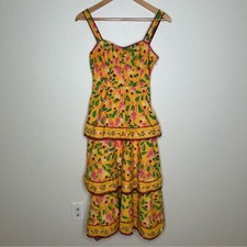 Farm Rio Mini Cashew Midi Dress yellow extra small