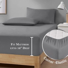 40cm Mattress Fitted Sheet Extra Deep Full Bed Sheets Single Double King Size UK