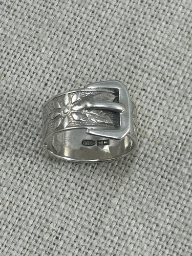Anello fascia fibbia cintura argento sterling CPS VINTAGE anni 70 misura M 925 - Foto 13 di 13