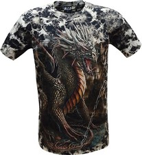 Tie Dye T-Shirt Dragon Mythical Beast Fantasy Castle Glow in the Dark by Wild