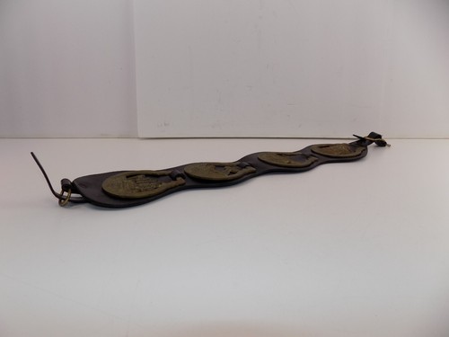 Victorian Era Whaling Horse Brass Medallions w/ Leather Bridle Saddle Strap - Picture 12 of 22