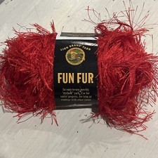 Lion Brand Yarn Red Fun Fur Eyelash Skein Polyester NEW  