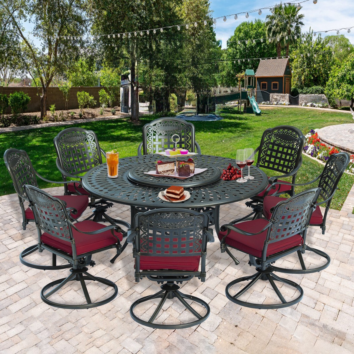 big lots patio umbrella set Replacement Canopy Compatible with the Real Living Triple Vent 15ft Sold at Fits Model Numbers: BS17031, BS19080-LI, BS19080-RE UPF 50+ UV Resistant Outdoor Dining Big Lots Dining