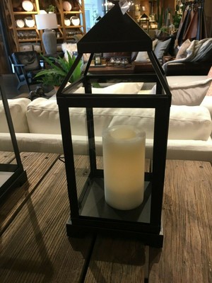 New Pottery Barn Malta Lantern Candle Light Holder Bronze Metal 10