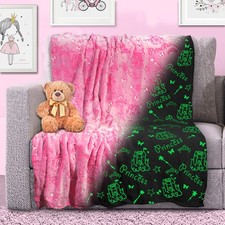 Princess Glow in The Dark Blanket - Luminous Magical Blanket for Little Girls...