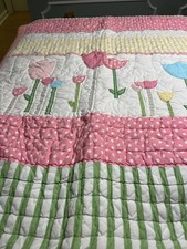 Pottery Barn Kids Tulip Garden Crib Toddler Quilt 50x36  