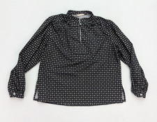 Ample Togs Vintage 70s Women's Top Size L Black Print Long Sleeve