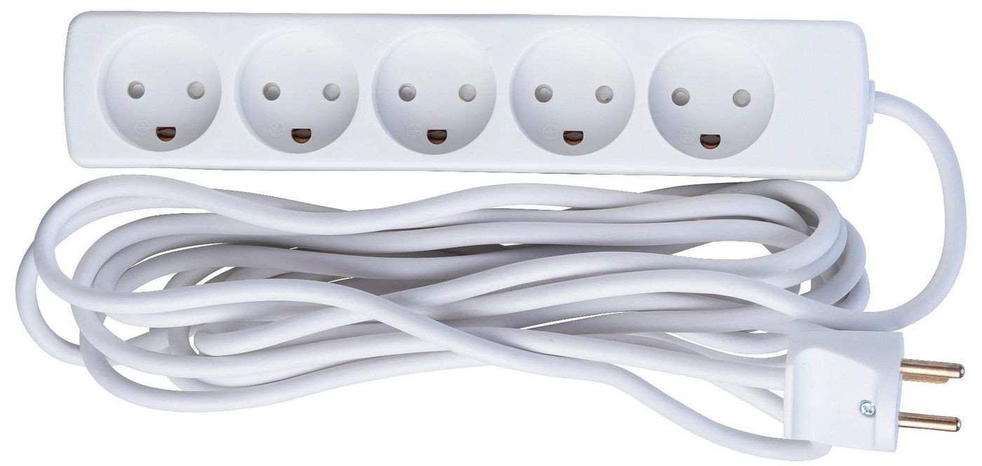MicroConnect 5-Way Danish Power Strip 5m With Earth, without ON/OFF
