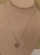 STERLING SILVER NECKLACE ITALY CROSS IN HEART PENDANT 3.3 GRAMS FILIGREE 18"