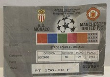  A.S. Monaco v Manchester United Champions League 1998  Ticket Stub Used 