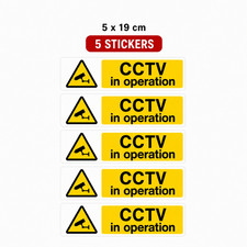 5X CCTV  Warning Sign Sticker Security Notice Waterproof UV Resistant PVC 19x5cm