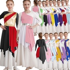 Girls Full Spirit Sleeveless Dance Dress Liturgical Worship Robe Praise Skirt