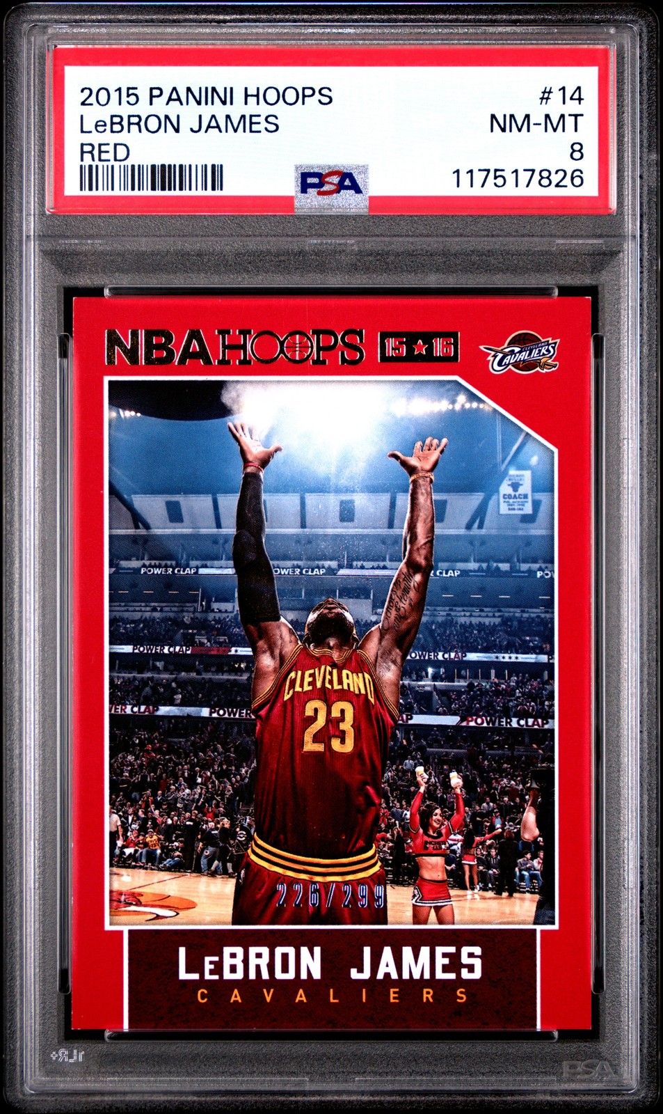 2015 PANINI HOOPS RED #14 LEBRON JAMES 226/299 PSA 8
