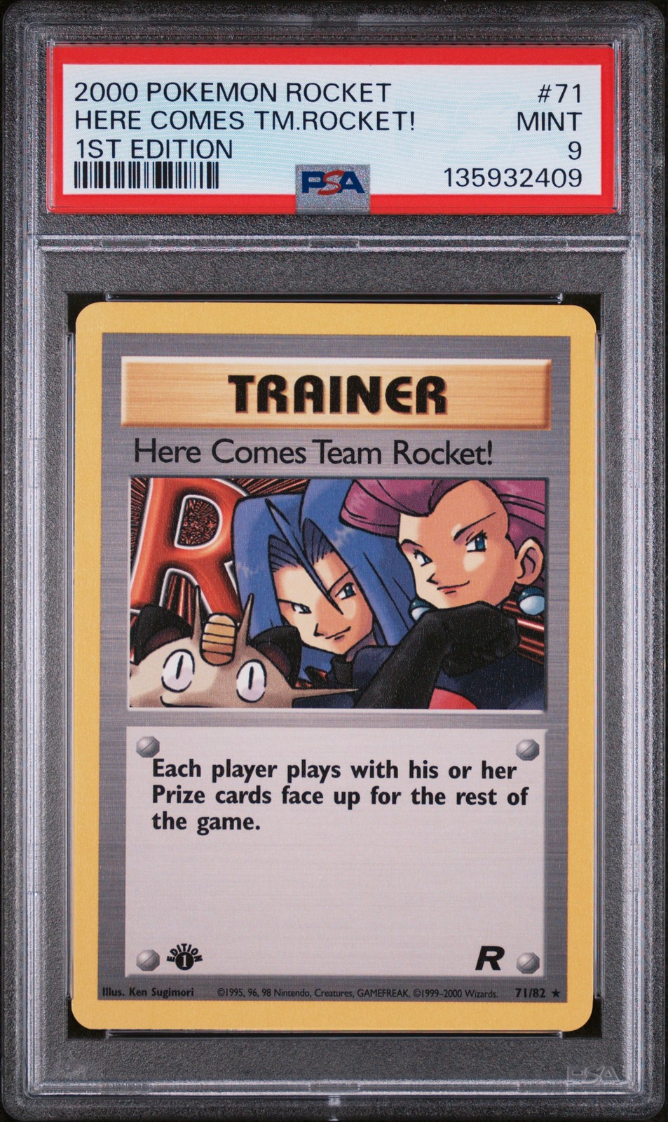 2000 POKEMON ROCKET 1ST EDITION #71 HERE COMES TEAM ROCKET! PSA 9