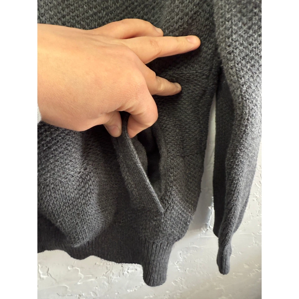 Suéter masculino Express cinza xale gola botão para baixo algodão XL preppy vovô aconchegante - Imagem 3 de 4