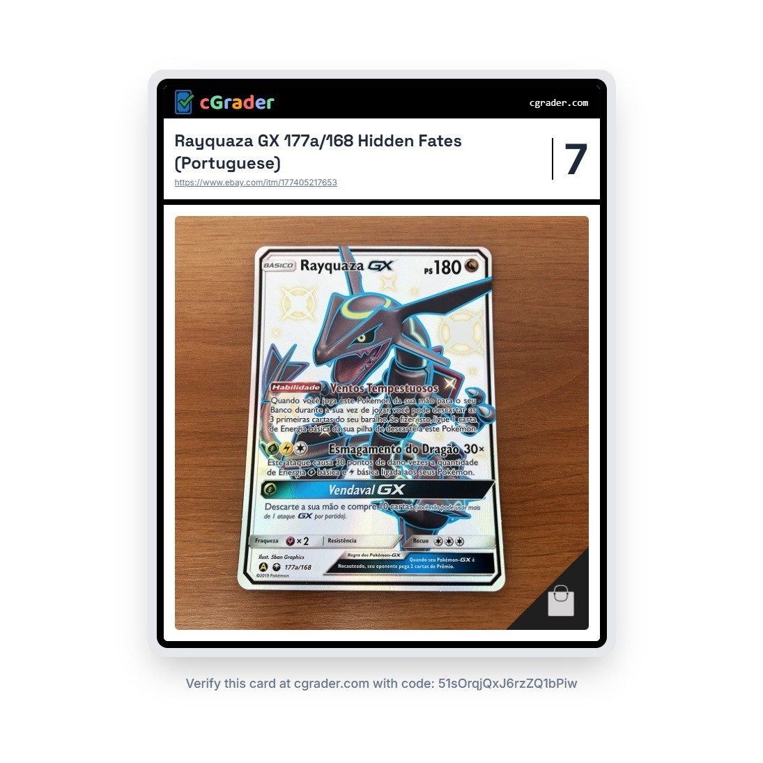 Rayquaza GX 177A/168 Hidden Fates Alternate Art Holo Pokemon