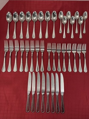 TWS 521 Stainless By Towle 18/10 Glossy Bead Frnt 39 Pc Svc For 8 Minus 1 Teasp
