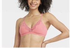 Women s Auden Luxe Stretch Triangle Bralette Coral S NEW
