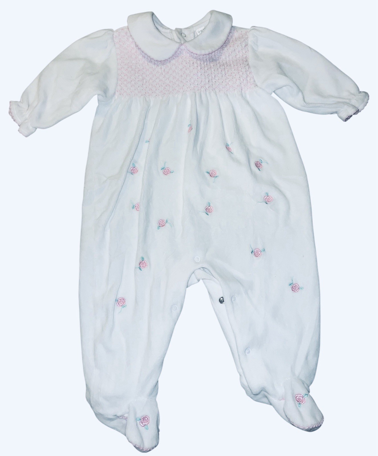 Carters Baby Girl White Footed One Piece Floral Outfit Size 9 Months So Soft EUC