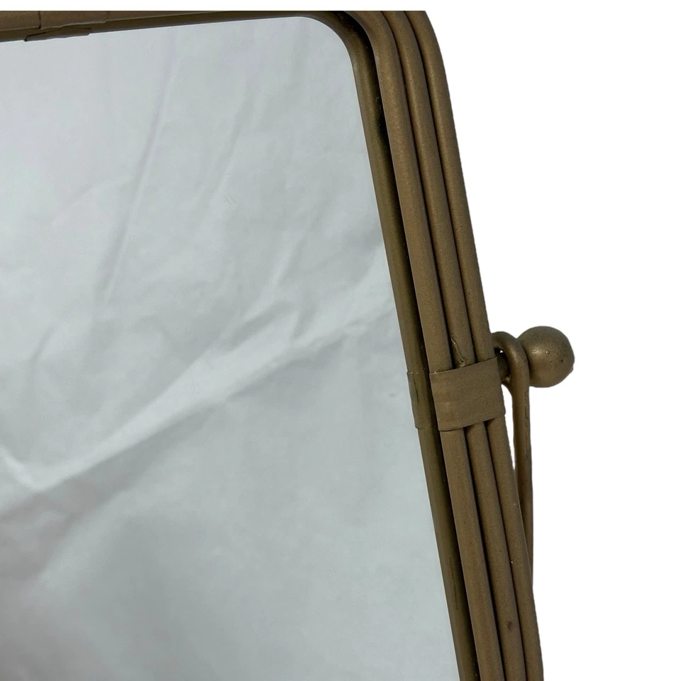 Винтажное золотистое металлическое зеркало для туалетного столика с акцентом на птицу наклонное поворотное 123⁄4 - Изображение 4 из 4