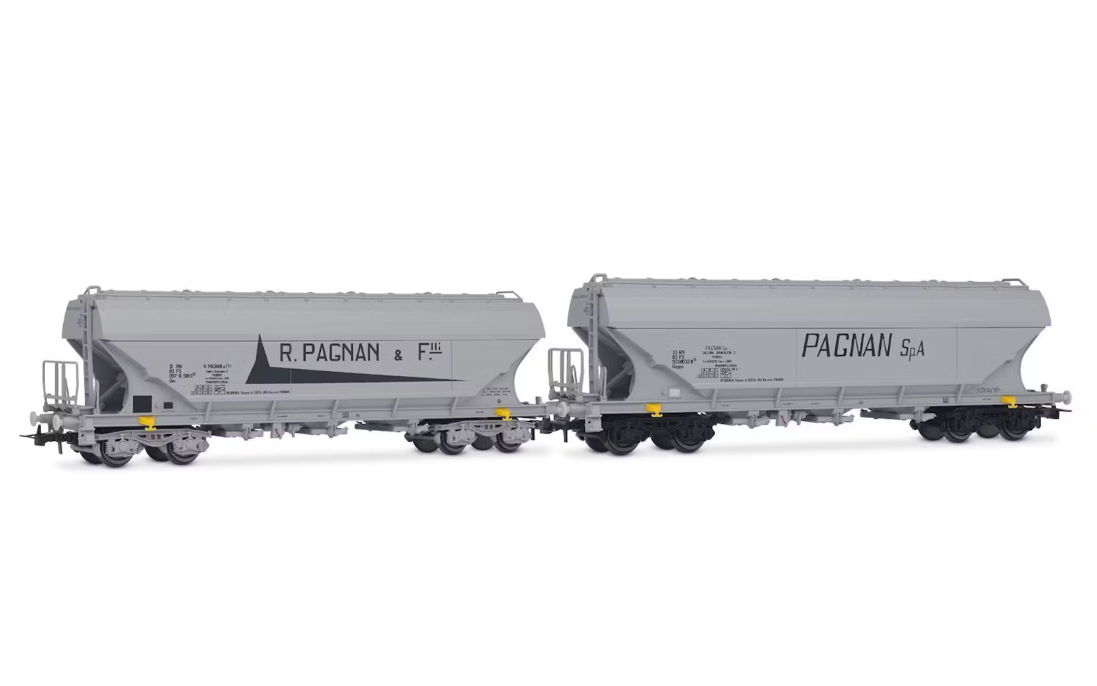 Rivarossi HR6678 Set Of 2 Hopper Cars Uas “Pagnan”, Light Gray Livery, FS