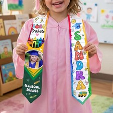 Custom Crayon Graduation Stole Kindergarten Class of 2026 Sash Kindergarten Grad