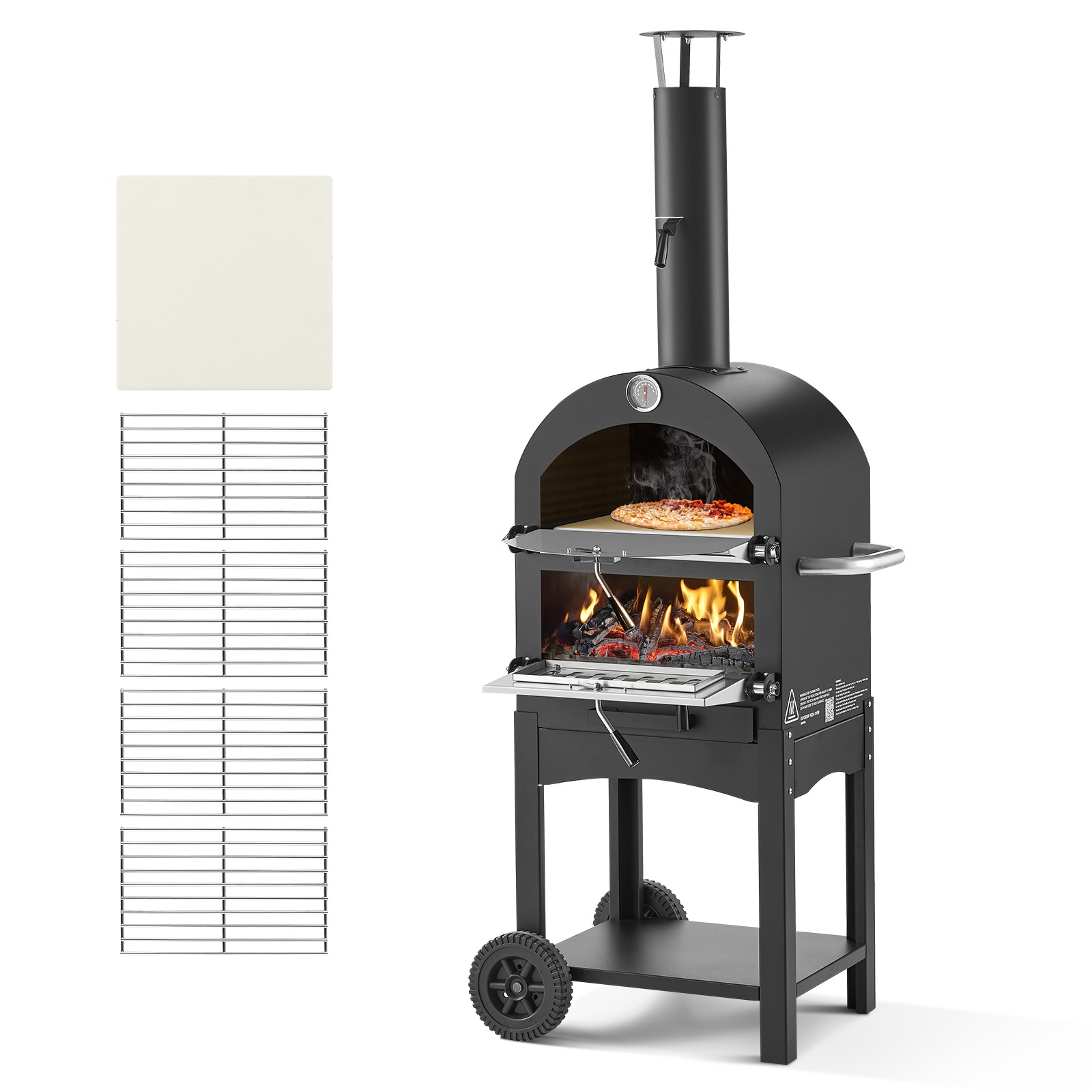 VEVOR Forno per Pizza da Esterno Temperatura max. 540°C Stufa a Pellet Nero