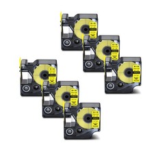6PK 19mm Black on Yellow IND Vinyl Label Tape 18433 for DYMO Rhino 5200 4200