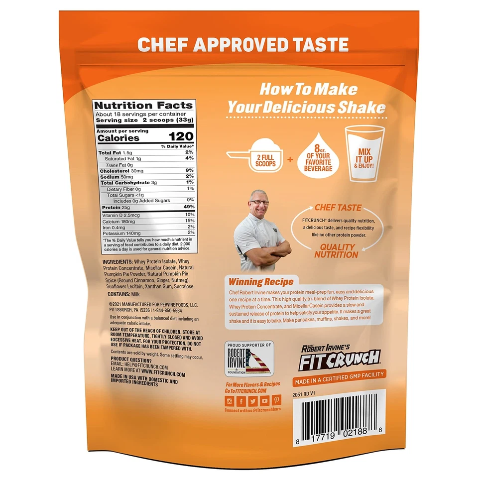 FITCRUNCH Tri-Blend Whey Protein Keto Friendly Bajo en Calorías Alto Proteína Glut... Foto 3 de 4