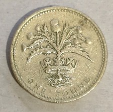 1989 UK £1 One Pound Scottish Thistle Coin Circulated