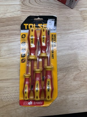 TOLSEN 5pc VDE 1000V ELECTRICIAN'S INSULATED SCREWDRIVER SET PHILLIPS #38012
