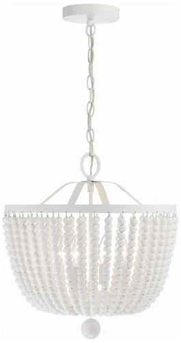 Crystorama Rylee 16 1/2" Wide 4-Light Matte White Beaded Chandelier - Picture 2 of 7