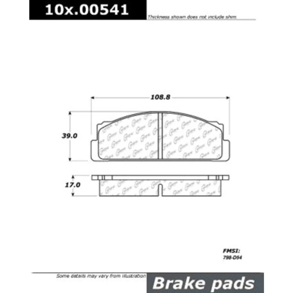 102.00541 Centric Brake Pad Sets 2-Wheel Set Front for Yugo GV GVL GVX 1989 - Image 3 of 3