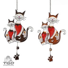 Formano Fensterdeko Katzenpaar braun schwary Tiffany-Art 44cm-680266