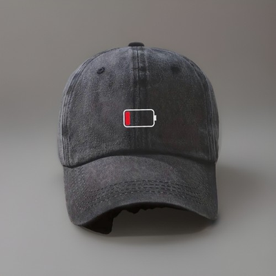 #ad Low Battery 1% Low Energy Baseball Cap Gray Black One Size $20.00