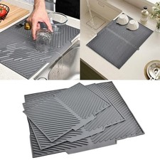 Silicone Drainage Pad Non Slip Sink Splash Guard Dish Cup Drying Mat Kitchen