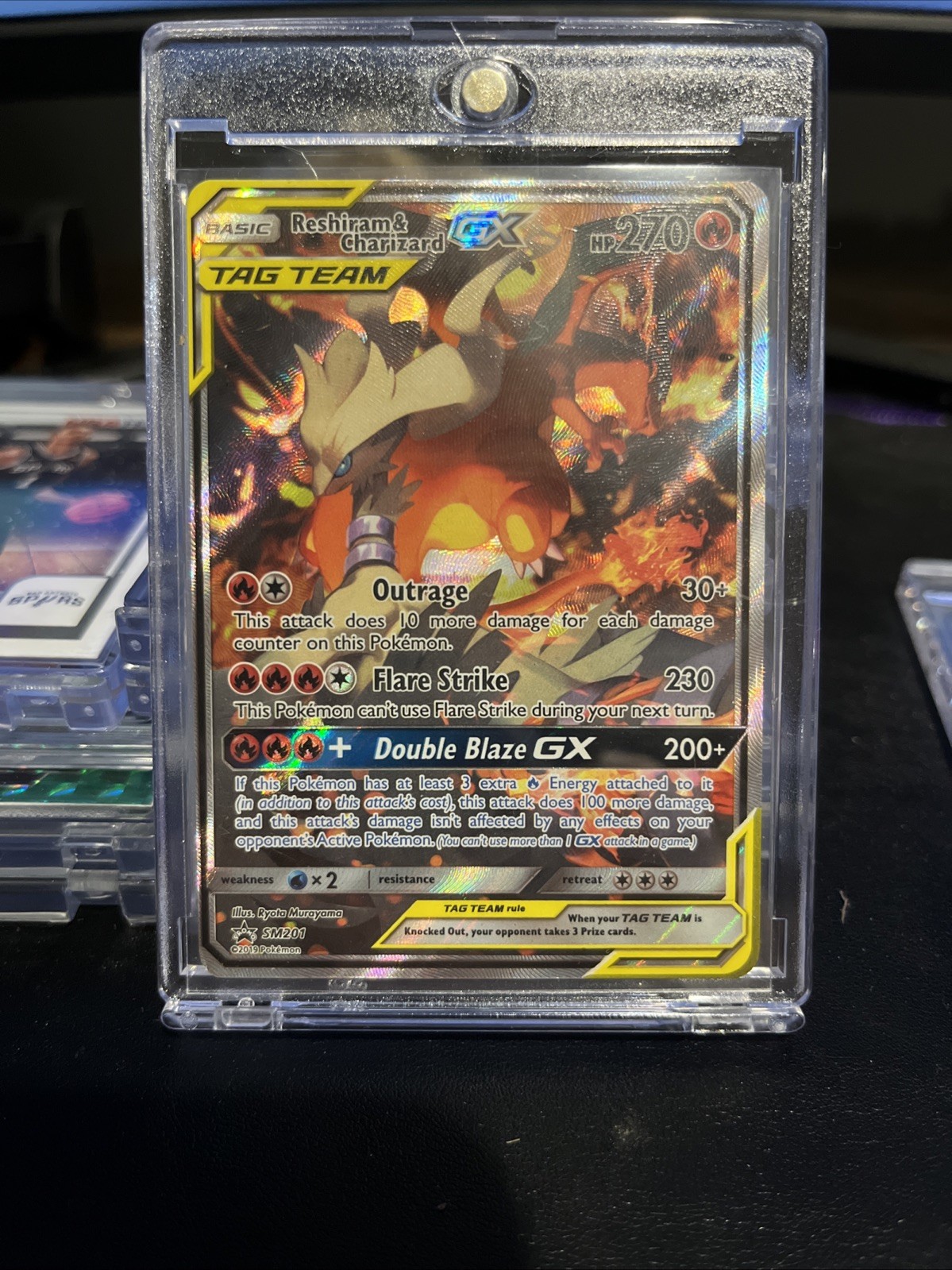 Pokemon TCG Reshiram & Charizard GX SM201 Black Star Promo Full Art Holo NM