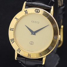 Vintage [Exc+5] Gucci 3000M Gold Dial Men's 34mm Qz Watch From JAPAN