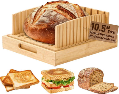 Bread Slicer for Homemade & Sourdough Loaves   10.5  Adjustable Bamboo Bread Cut