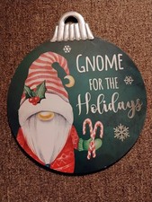 Gnome For The Holidays Christmas Sign Wall Door Hanging Decor 12" x 10.25  